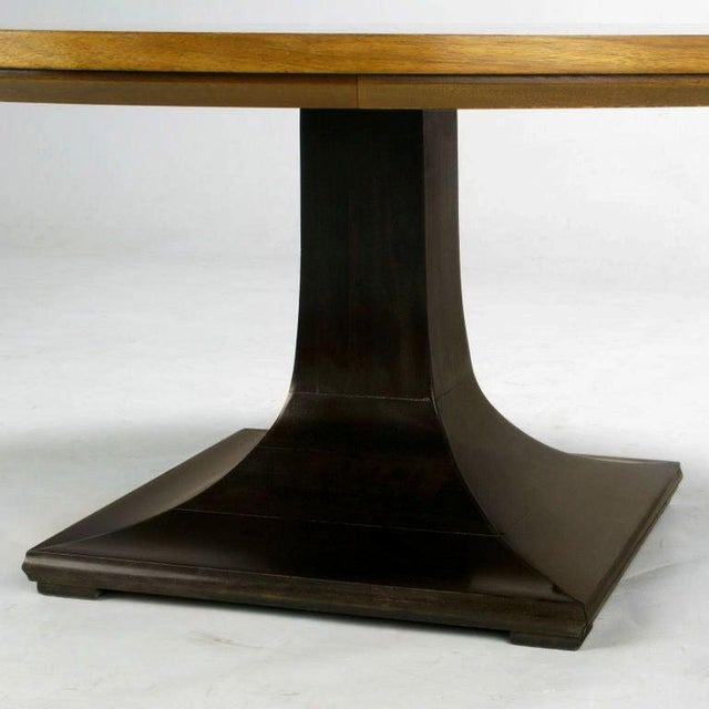 Round Teak, Walnut and Rosewood Inlaid Pedestal Coffee Table Chairish