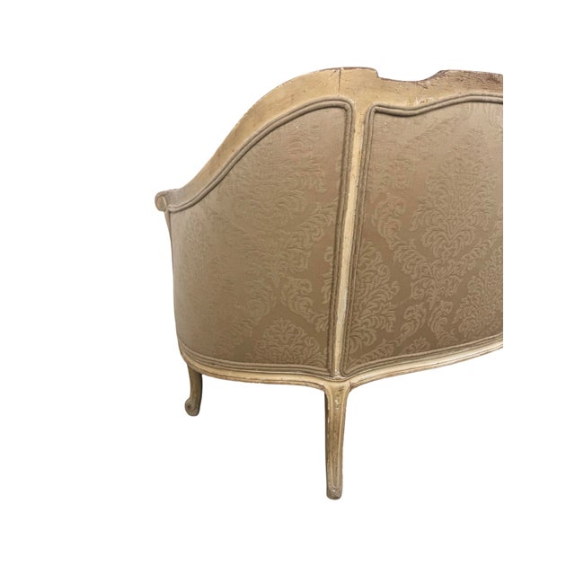 Mid 20th Century Vintage Louis XV Revival Carved Giltwood Upholstered Settee For Sale - Image 5 of 18