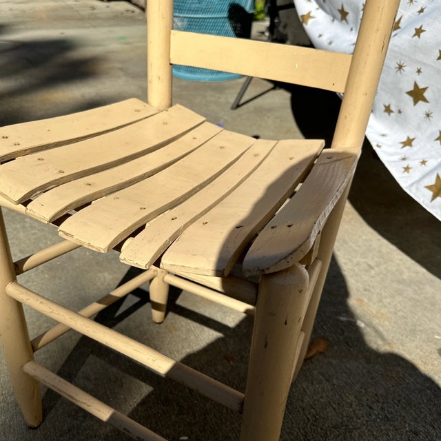1970s Cream Wooden Slat Side Chair For Sale - Image 4 of 7