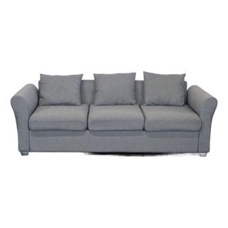 Modern 3-Seat Gray Sofa With Cushions For Sale