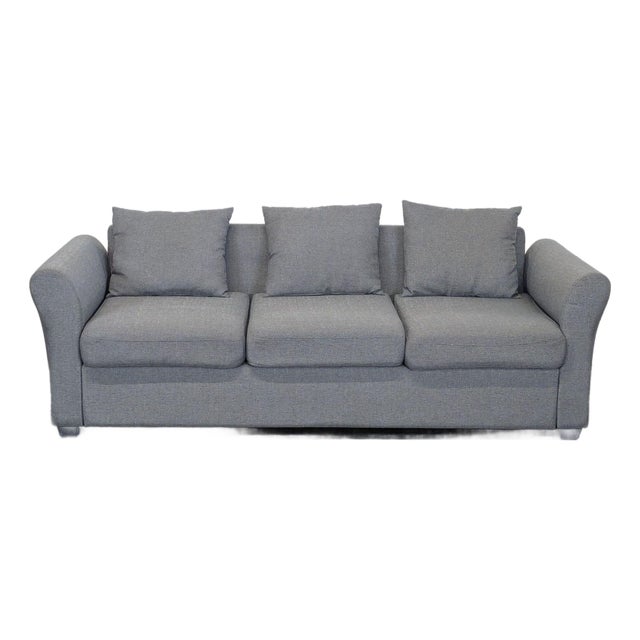 Modern 3-Seat Gray Sofa With Cushions For Sale