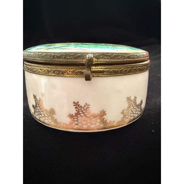 Traditional Antique Victorian Era Porcelain German Trinket Box For Sale - Image 3 of 7