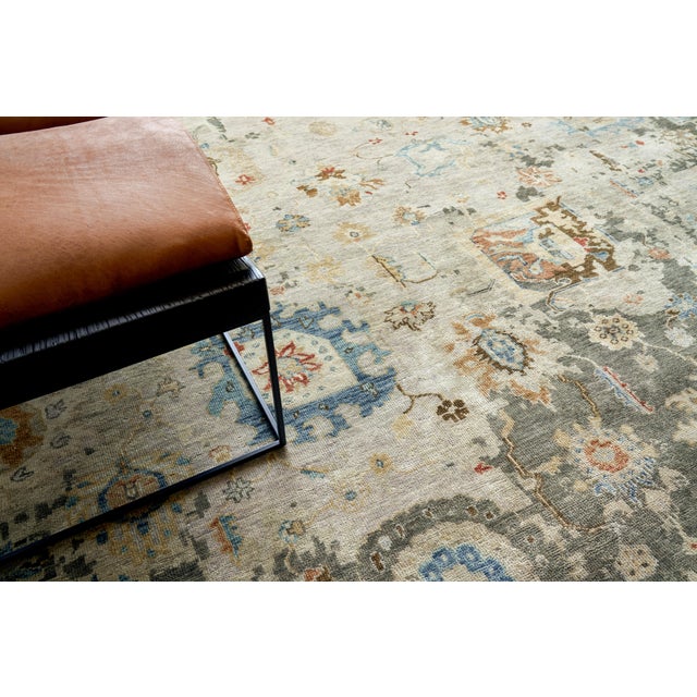 Exquisite Rugs Essex Hand-Knotted New Zealand Wool Tan/Blue/Rust Rug-10'X14' For Sale In Los Angeles - Image 6 of 8