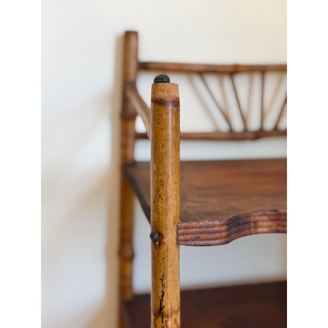 Burnt Umber Antique English Tortoiseshell Bamboo 4-Tier Étagère, Circa 1800s For Sale - Image 8 of 12