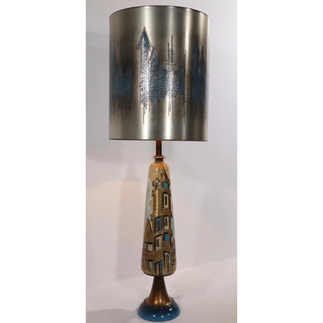 Brutalist Table Lamps with Original Silver Finish Shades after James Mont - A Pair For Sale - Image 12 of 12