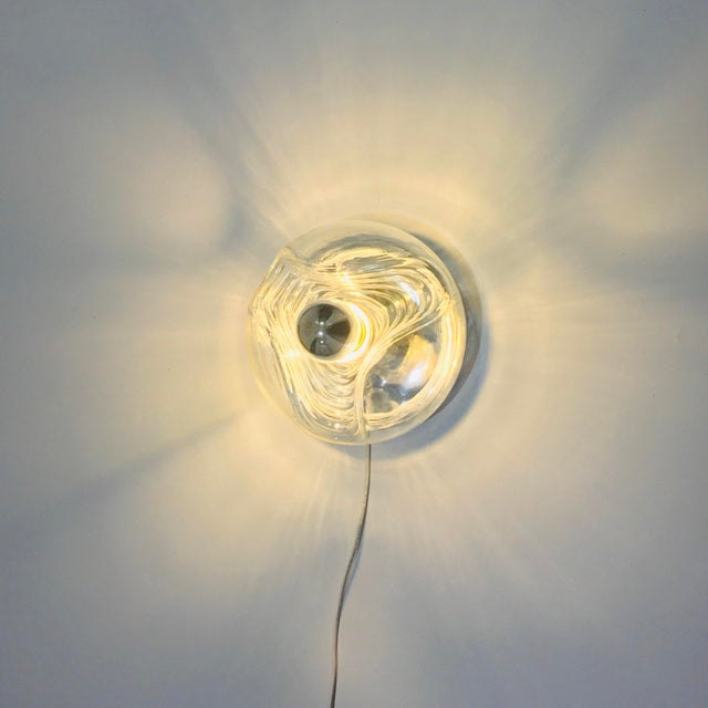 Glass Wave/Futura Wall Lamps by Koch & Lowy for Peill & Putzler, Germany, 1970s, Set of 2 For Sale - Image 6 of 12