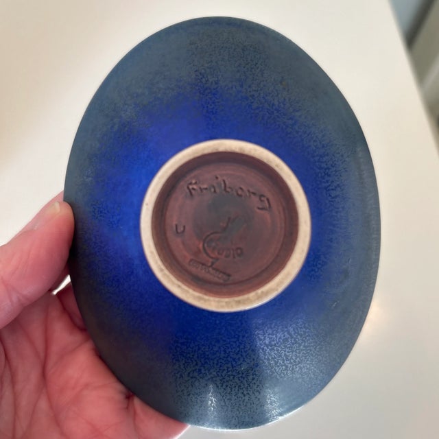 1950s Berndt Friberg Small Blue Decorative Bowl For Sale In Jacksonville, FL - Image 6 of 9