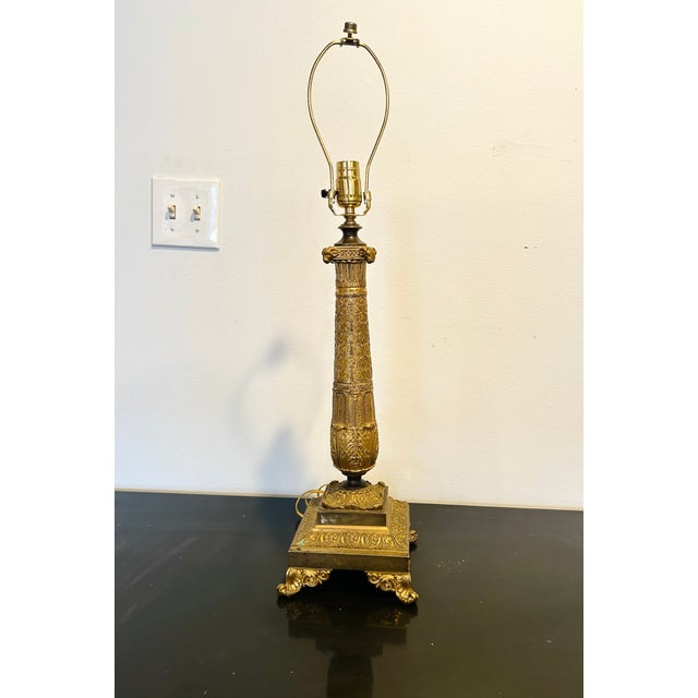 Early 20th Century Neoclassical Bronze Table Lamp For Sale - Image 4 of 11