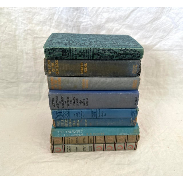 1910s Group of 9 Assorted Antique Shades of Blue Books For Sale - Image 5 of 6