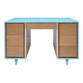 1950's Mid-Century Modern Wood Desk For Sale