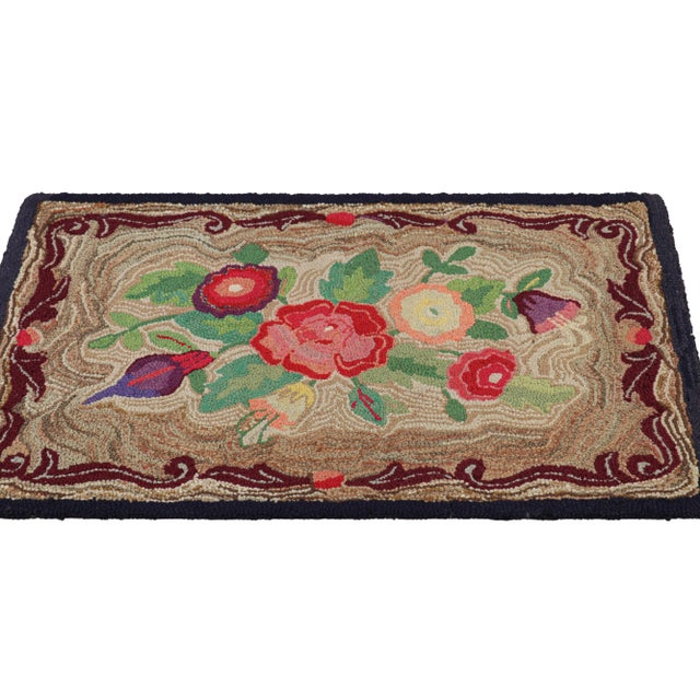 1920s Antique Hooked Rug in Brown With Floral Medallion & Patterns From Rug & Kilim For Sale - Image 5 of 7