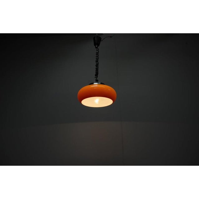 Black Space Age Pendant Lamp in Orange from Guzzini, Italy, 1970s For Sale - Image 8 of 11