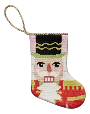 Nutcracker Embroidered Needlepoint Mini Stocking