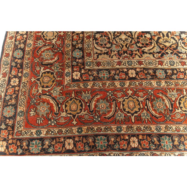 Persian Fine Antique Kirman Rug in Black, Red and Yellow For Sale - Image 3 of 9