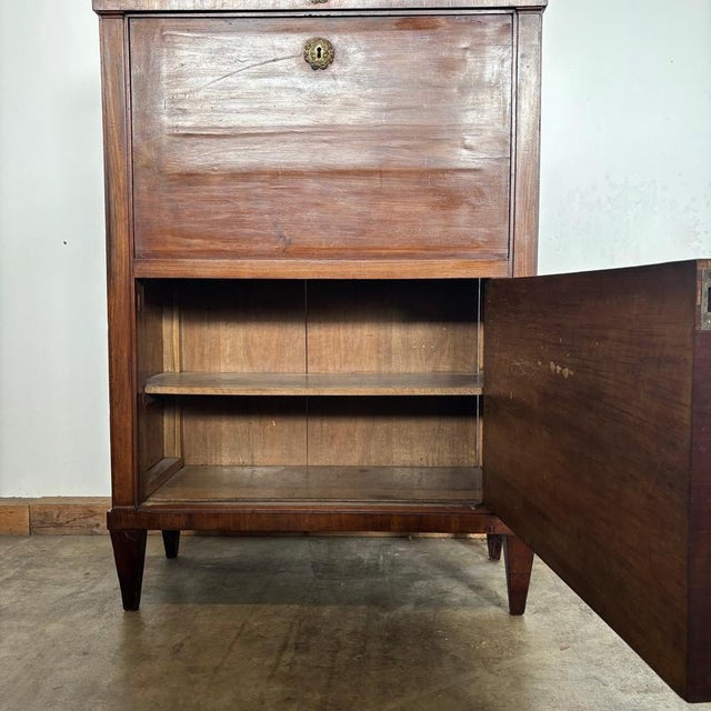 Brown Antique Biedermeier Secretaire in Walnut with Secret Compartment For Sale - Image 8 of 18