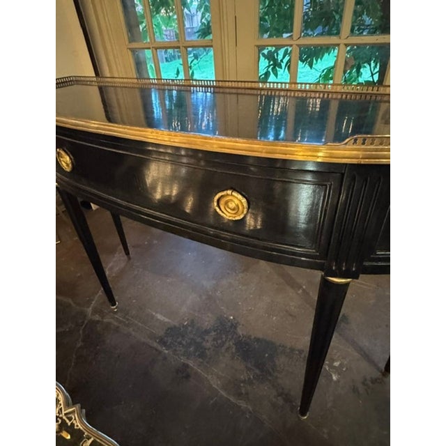 Mid 20th Century Vintage French Jansen Design Black Lacquered Console For Sale - Image 5 of 5