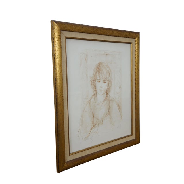 Late 20th century circa 1975 artist's proof lithograph print by Edna Hibel title Chris. Depicts a portrait of a young girl...