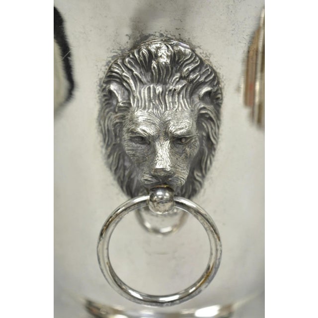 Vintage English Regency Silver Plated Lion Head Champagne Chiller Ice Bucket For Sale - Image 10 of 12