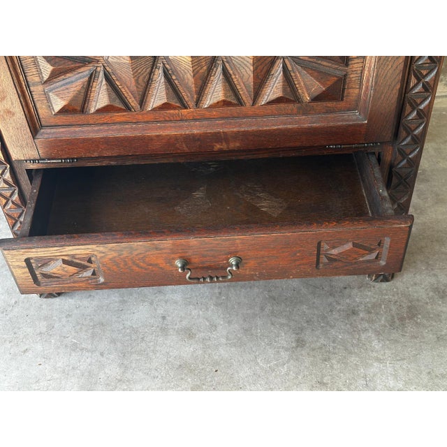 Small Carved Oak Storage Unit, 1930 For Sale - Image 18 of 18