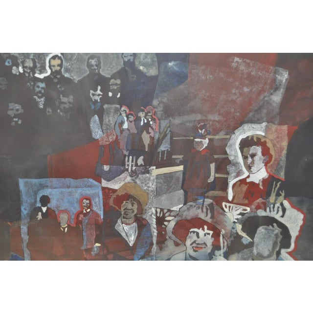 Thomas Sparacino "Family" Mixed Media Painting C.1970s For Sale In San Francisco - Image 6 of 9