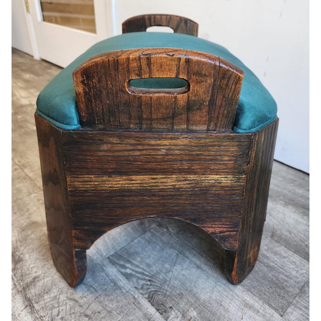 Brown Antique 19th Century Carved Oak Footstool Bench For Sale - Image 8 of 11