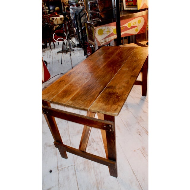 Vintage Oak Worktable For Sale - Image 11 of 12