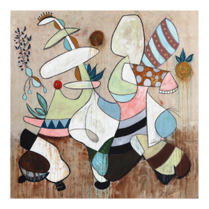 Jit Madness - Abstract Contemporary Organic Shape Mixed Media Artwork on Canvas by Rue Bootay