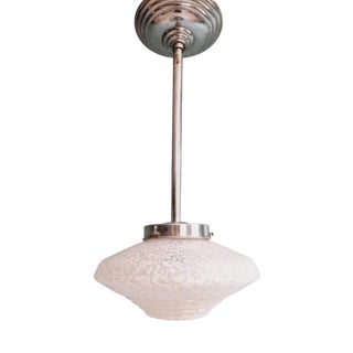 Art Deco White Speckled Glass Suspension, 1930s For Sale