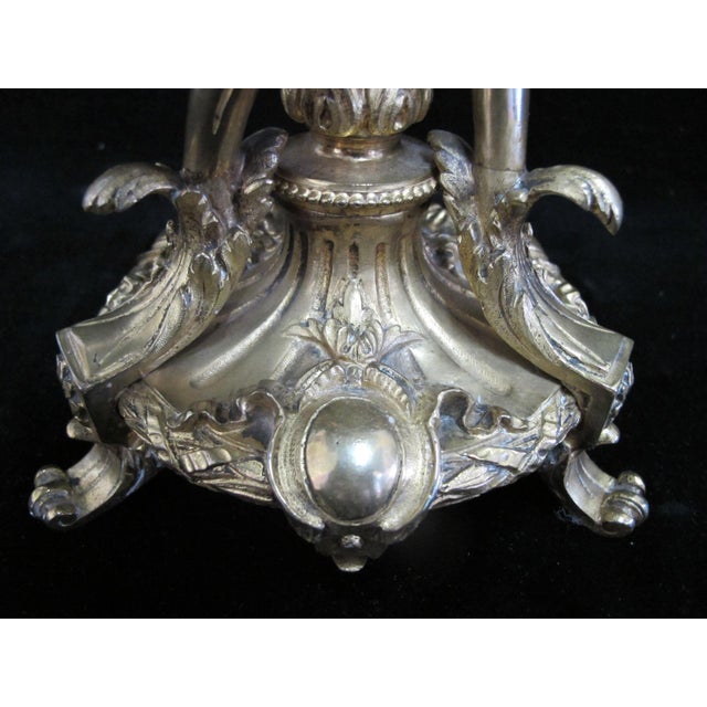 Antique 19thc French Gilt Bronze Ornate Rococo Style Candelabra Candlestick Pair For Sale - Image 10 of 15