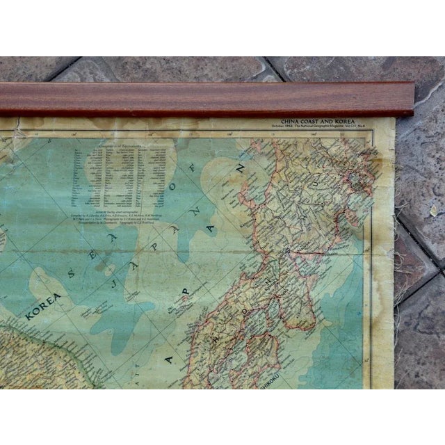 Textile Vintage Korea and China Map, 1953 For Sale - Image 7 of 11