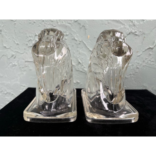 1940s Vintage Federal Glass Horse Head Bookends – Clear Pressed Glass Pair, C. 1940s For Sale - Image 5 of 10