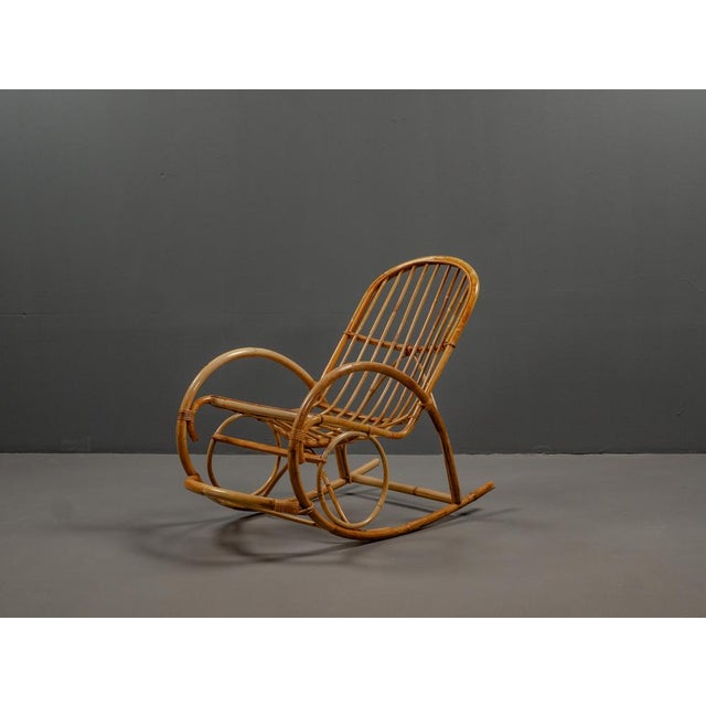 Large Bamboo Rocking Chair Made of Rattan Wicker from Rohé Noordwolde, 1970s For Sale - Image 4 of 17