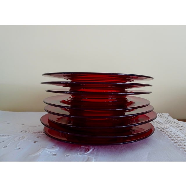 MidCentury Modern Red Glass Dessert Plates Set of 8 Chairish
