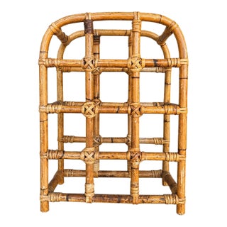 Vintage Bamboo Wine Rack Hollywood Regency, British Colonial & Coastal Bar Decor For Sale