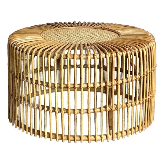 Vintage Boho Spike Rattan Coffee Table For Sale