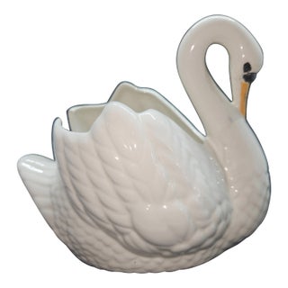 Vintage 1979 Holland Mold Hand Painted Yellow Bill Swan Figurine Bowl Planter For Sale
