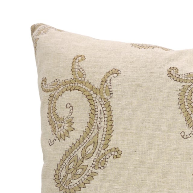 Art Deco Fabdivine Bankebihari Handmade Block Print Pillow Cover Linen Blend Floral Decorative 12x20inch Cushion Cover For Sale - Image 3 of 9