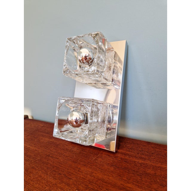 Ice Cube Double Wall Light in Chromed Metal and Glass from Peill & Putzler, 1970 For Sale - Image 12 of 18
