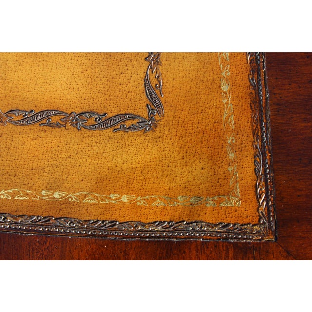 Maitland-Smith Mahogany Console With an Embossed Leather Top For Sale - Image 13 of 18