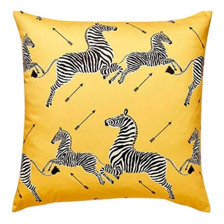 The House of Scalamandré Zebras Petite Pillow, Yellow For Sale