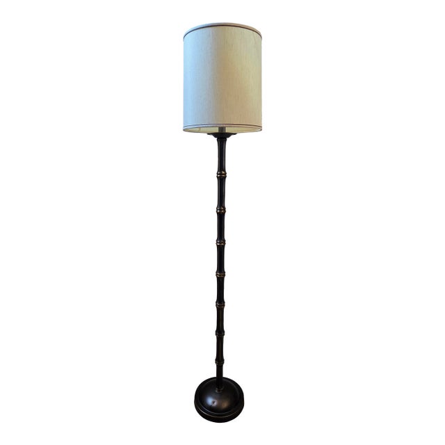 Vintage Faux Bamboo Brass Hollywood Regency/Chinoiserie Floor Lamp For Sale