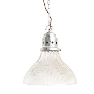 Antique Glass Pendant Light from Holophane, 1950s For Sale