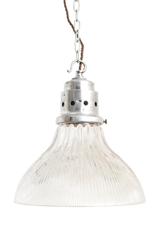 Antique Glass Pendant Light from Holophane, 1950s