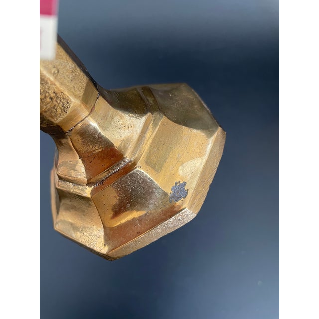 Vintage Brass Octagonal Column Candlesticks For Sale - Image 10 of 12