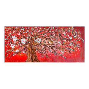 1990s Val Bergman Original Painting 3 Panels Triptych Tree Art