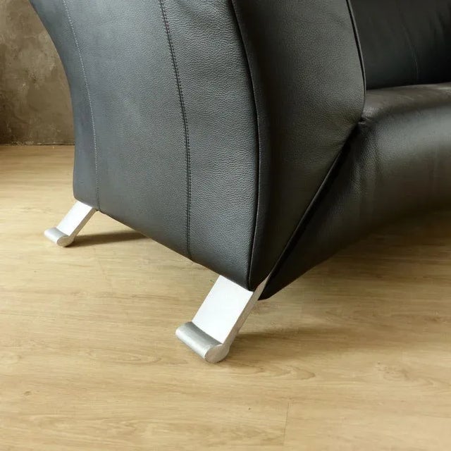 Black Leather 3-Seat Sofa by Rolf Benz, 2000s For Sale - Image 3 of 9