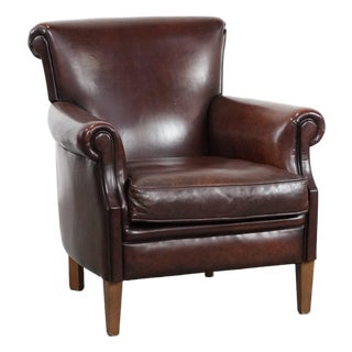 Club Chair in Sheepskin Leather For Sale