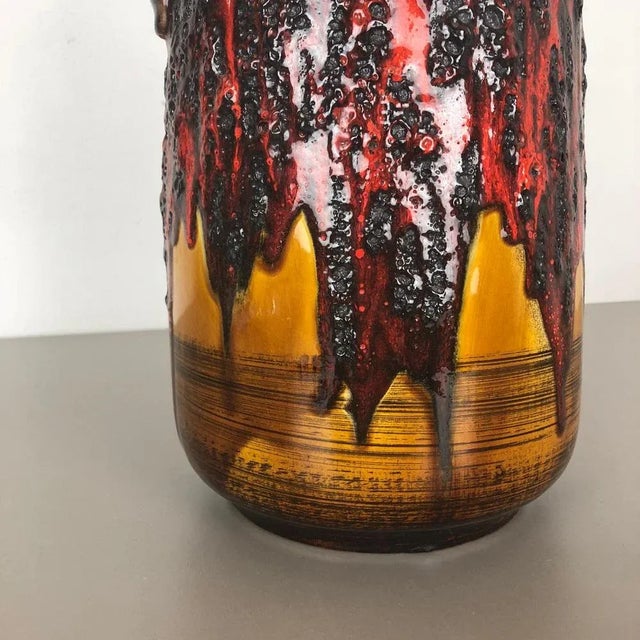 Large Multi-Colored Fat Lava Ceramic Vase from Scheurich, 1970s For Sale - Image 4 of 18
