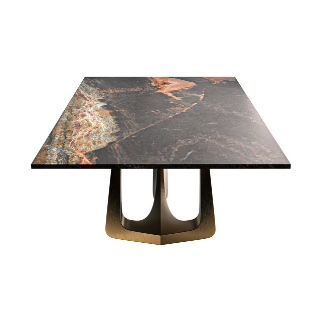 Not Yet Made - Made To Order "Pagina" Coffee Table With Bronze and Golden Cobra Marble, Handmade For Sale - Image 5 of 8