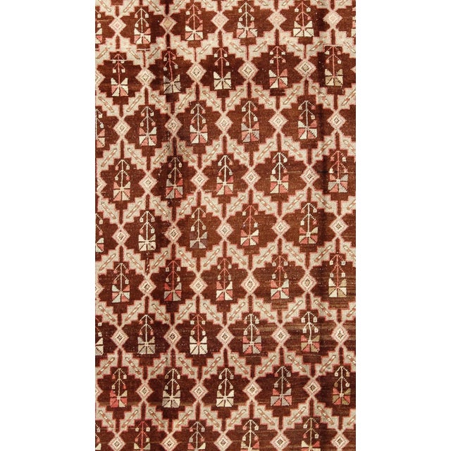 Vintage Turkish Oushak Rug in Brown, Taupe, Pale Green, and Coral For Sale - Image 4 of 8